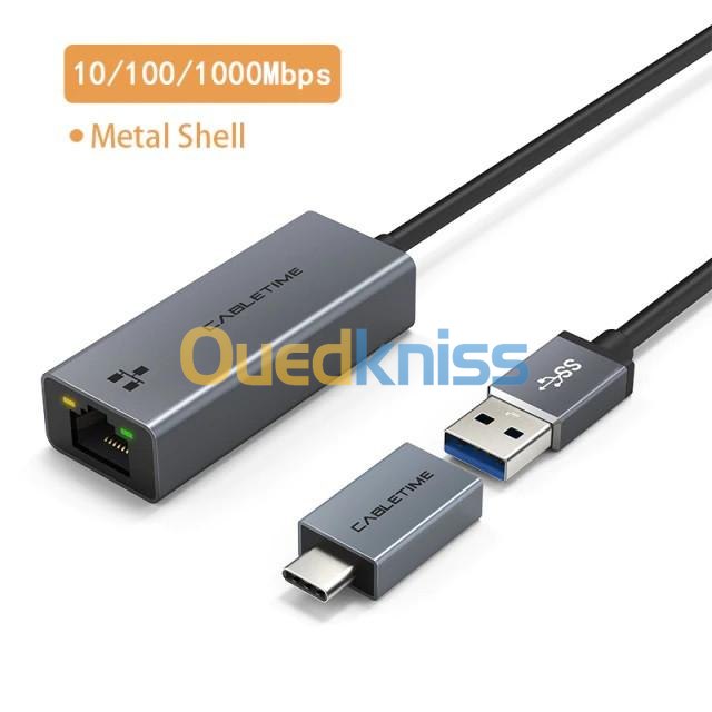  Adaptateur Ethernet USB 3.0 / Type-C to vers RJ45 1000Mbps